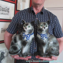 Load image into Gallery viewer, Antique Scottish Pottery Bo'ness Pottery Cats PAIR
