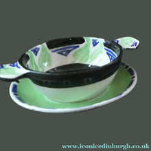 Load image into Gallery viewer, Rarer Bough Pottery ART DECO Ceramic Quaichs and Matching Underplates. Painted by Elizabeth Amour 1920s

