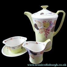 Load image into Gallery viewer, 1920s Complete Mak Merry Makmerry Coffee Set. Yellow Ground with Fruit and Berries Pattern
