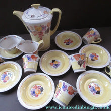 Load image into Gallery viewer, 1920s Complete Mak Merry Makmerry Coffee Set. Yellow Ground with Fruit and Berries Pattern

