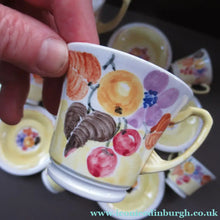 Load image into Gallery viewer, 1920s Complete Mak Merry Makmerry Coffee Set. Yellow Ground with Fruit and Berries Pattern

