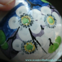 Load image into Gallery viewer, 1920s Mak Merry Hand-Painted LIDDED POT. Blue Background with Prunus Flowers
