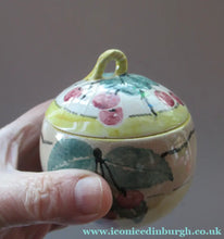 Load image into Gallery viewer, Antique Scottish Pottery. 1920s MakMerry Mak Merry Jam Pot. Cherry Pattern
