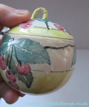 Load image into Gallery viewer, Antique Scottish Pottery. 1920s MakMerry Mak Merry Jam Pot. Cherry Pattern
