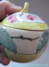 Load image into Gallery viewer, Antique Scottish Pottery. 1920s MakMerry Mak Merry Jam Pot. Cherry Pattern
