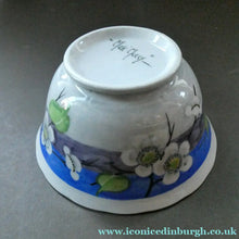 Load image into Gallery viewer, 1920s Mak Merry Hand-Painted Open Bowl. Blue Background with Prunus Flowers
