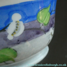 Load image into Gallery viewer, 1920s Mak Merry Hand-Painted Open Bowl. Blue Background with Prunus Flowers
