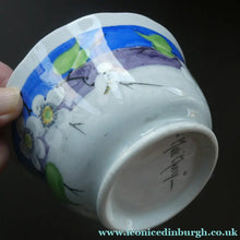 Load image into Gallery viewer, 1920s Mak Merry Hand-Painted Open Bowl. Blue Background with Prunus Flowers

