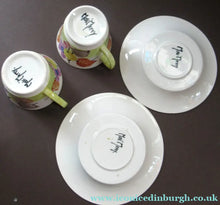 Load image into Gallery viewer, 1920s MakMerry Mac Merry Fruit and Berries Cups and Saucers
