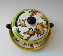 Load image into Gallery viewer,  1930s BOUGH Pottery. Rare Twin Handled Dish &amp; Cover - with Matching Stand. Richard Amour; Dated 1939
