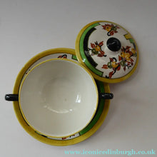 Load image into Gallery viewer,  1930s BOUGH Pottery. Rare Twin Handled Dish &amp; Cover - with Matching Stand. Richard Amour; Dated 1939
