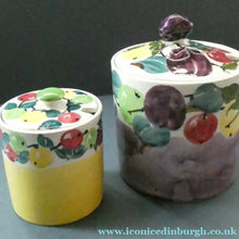 Load image into Gallery viewer, SCOTTISH POTTERY. 1930s BOUGH Pottery. TWO Lidded Jam Pots. Two Different Patterns
