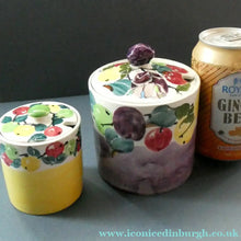 Load image into Gallery viewer, SCOTTISH POTTERY. 1930s BOUGH Pottery. TWO Lidded Jam Pots. Two Different Patterns
