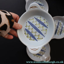 Load image into Gallery viewer, Scottish Pottery. 1950s Buchan Pottery. Set of Four Shallow Bowls with Lug Handles. Hebrides Pattern - Scottish Pottery
