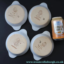 Load image into Gallery viewer, Scottish Pottery. 1950s Buchan Pottery. Set of Four Shallow Bowls with Lug Handles. Hebrides Pattern - Scottish Pottery
