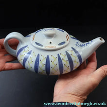 Load image into Gallery viewer, Scottish Pottery. 1950s Buchan Stoneware Pottery Sample Squat Teapot. Hebrides Pattern - Scottish Pottery
