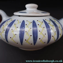 Load image into Gallery viewer, Scottish Pottery. 1950s Buchan Stoneware Pottery Sample Squat Teapot. Hebrides Pattern - Scottish Pottery
