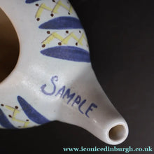 Load image into Gallery viewer, Scottish Pottery. 1950s Buchan Stoneware Pottery Sample Squat Teapot. Hebrides Pattern - Scottish Pottery
