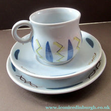 Load image into Gallery viewer, 1950s Buchan Pottery Trio Cup Saucer Side Plate Hebrides Pattern
