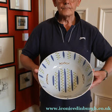 Load image into Gallery viewer, SCOTTISH POTTERY. Huge 1950s BUCHAN Portobello Pottery Stoneware Decorative Bowl. HEBRIDES Pattern - Scottish Pottery
