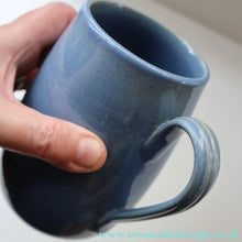 Load image into Gallery viewer, SCOTTISH POTTERY. PAIR of Large 1950s Buchan Plain French Blue Stoneware Tankard Shape Mugs. Each 5 inches in height
