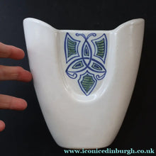 Load image into Gallery viewer, Scottish Pottery. 1960s Buchan Stoneware Vase. Unusual Shape &amp; Celtic Knotwork Decoration - Scottish Pottery
