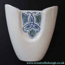 Load image into Gallery viewer, Scottish Pottery. 1960s Buchan Stoneware Vase. Unusual Shape &amp; Celtic Knotwork Decoration - Scottish Pottery
