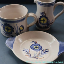 Load image into Gallery viewer, SCOTTISH POTTERY: 1960s BUCHAN Stoneware Two Jugs and One Small Platter. ALPINE Pattern
