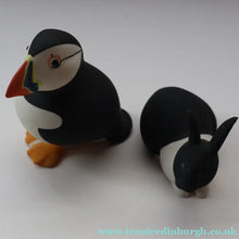 Load image into Gallery viewer, Scottish Pottery. 1970s Highbank Porcelain (Lochgilphead) Figurines. Black Rabbit and Puffin - Scottish Pottery
