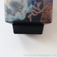 Load image into Gallery viewer, SCOTTISH POTTERY. 1980s Margery Clinton Cube Shape Footed Pot with Fine Lustre Glazes
