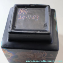 Load image into Gallery viewer, SCOTTISH POTTERY. 1980s Margery Clinton Cube Shape Footed Pot with Fine Lustre Glazes

