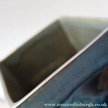 Load image into Gallery viewer, SCOTTISH POTTERY. 1980s Margery Clinton Cube Shape Footed Pot with Fine Lustre Glazes
