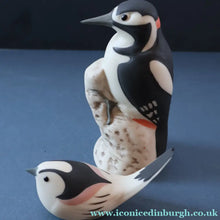 Load image into Gallery viewer, SCOTTISH POTTERY. Alasdair Dunn of Arran. Collectable 1970s Vintage Porcelain Models of Scottish a Woodpecker &amp; Long

