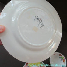 Load image into Gallery viewer, Antique 1920s Hand Painted MAK MERRY Pottery Trio. Cup, Saucer and Side Plate and Another Larger Plate
