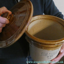 Load image into Gallery viewer, Antique Buchan Pottery Large Stoneware 12 lb. Storage Crock. MUSSELBURGH
