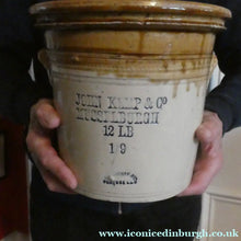 Load image into Gallery viewer, Antique Buchan Pottery Large Stoneware 12 lb. Storage Crock. MUSSELBURGH
