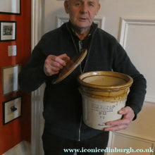 Load image into Gallery viewer, Antique Buchan Pottery Large Stoneware 12 lb. Storage Crock. MUSSELBURGH
