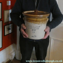 Load image into Gallery viewer, Antique Buchan Pottery Large Stoneware 12 lb. Storage Crock. MUSSELBURGH
