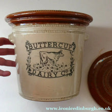Load image into Gallery viewer, Antique Buchan Pottery Large Stoneware 7lb Storage Crock . BUTTERCUP DAIRY Company
