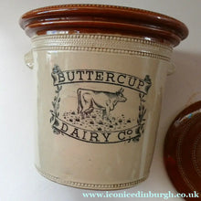 Load image into Gallery viewer, Antique Buchan Pottery Large Stoneware 7lb Storage Crock . BUTTERCUP DAIRY Company
