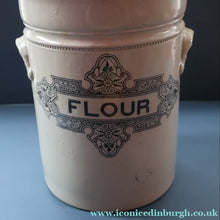 Load image into Gallery viewer, SCOTTISH POTTERY. Antique LARGE FLOUR Scottish Pottery Stoneware Lidded Storage Canister. 11 INCHES
