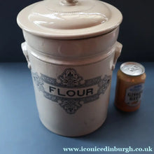 Load image into Gallery viewer, SCOTTISH POTTERY. Antique LARGE FLOUR Scottish Pottery Stoneware Lidded Storage Canister. 11 INCHES

