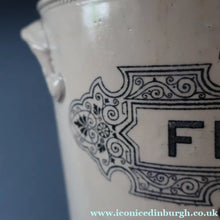 Load image into Gallery viewer, SCOTTISH POTTERY. Antique LARGE FLOUR Scottish Pottery Stoneware Lidded Storage Canister. 11 INCHES
