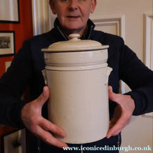Load image into Gallery viewer, SCOTTISH POTTERY. Antique LARGE FLOUR Scottish Pottery Stoneware Lidded Storage Canister. 11 INCHES
