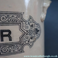 Load image into Gallery viewer, SCOTTISH POTTERY. Antique LARGE FLOUR Scottish Pottery Stoneware Lidded Storage Canister. 11 INCHES
