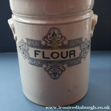 Load image into Gallery viewer, SCOTTISH POTTERY. Antique LARGE FLOUR Scottish Pottery Stoneware Lidded Storage Canister. 11 INCHES
