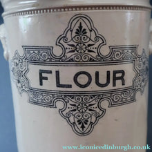 Load image into Gallery viewer, SCOTTISH POTTERY. Antique LARGE FLOUR Scottish Pottery Stoneware Lidded Storage Canister. 11 INCHES
