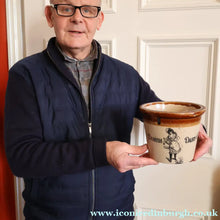 Load image into Gallery viewer, SCOTTISH POTTERY. Antique PORT DUNDAS (Glasgow) Stoneware Crock with Handle. DANISH DAIRY

