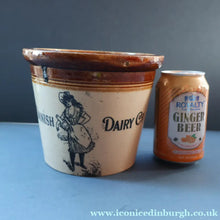Load image into Gallery viewer, SCOTTISH POTTERY. Antique PORT DUNDAS (Glasgow) Stoneware Crock with Handle. DANISH DAIRY
