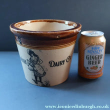 Load image into Gallery viewer, SCOTTISH POTTERY. Antique PORT DUNDAS (Glasgow) Stoneware Crock with Handle. DANISH DAIRY
